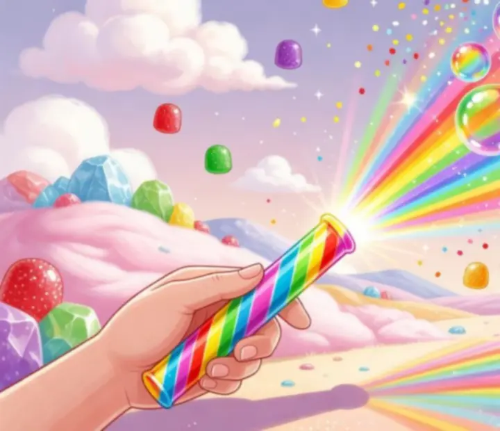 Booster arc-en-ciel illuminant des bulles colorées