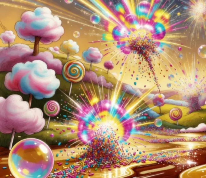 Effets visuels sucrés des boosters avec bulles scintillantes