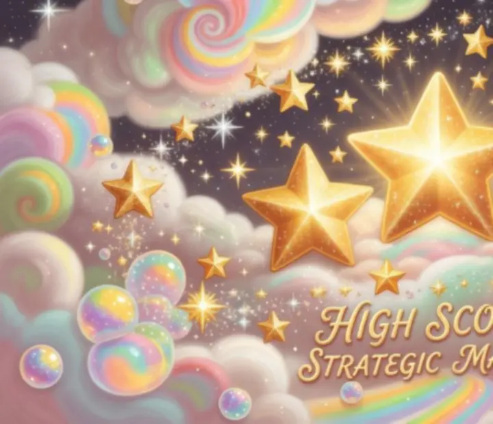 Illustration de score avec trois étoiles brillantes dans l'univers de Bubble Sweet