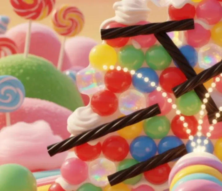 Niveau difficile avec gâteaux à éclater et bulles imbriquées dans le royaume de bonbons