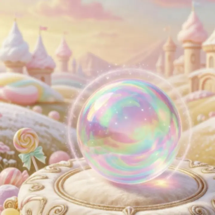 Portrait illustré d'une bulle-bonbon légendaire dans le royaume de bonbons de Bubble Sweet