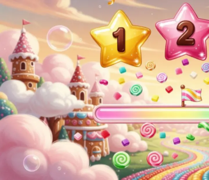 Interface présentant le système de score à trois étoiles dans Bubble Sweet